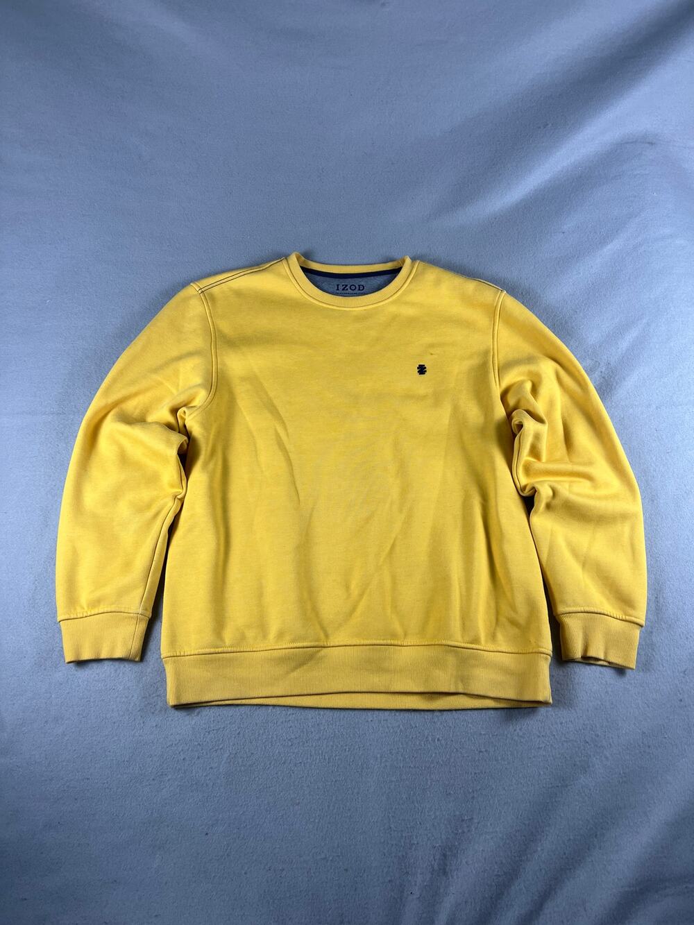 IZOD Advantage Fleece Sweatshirt Mens L Yellow Crewneck Embroidered Logo